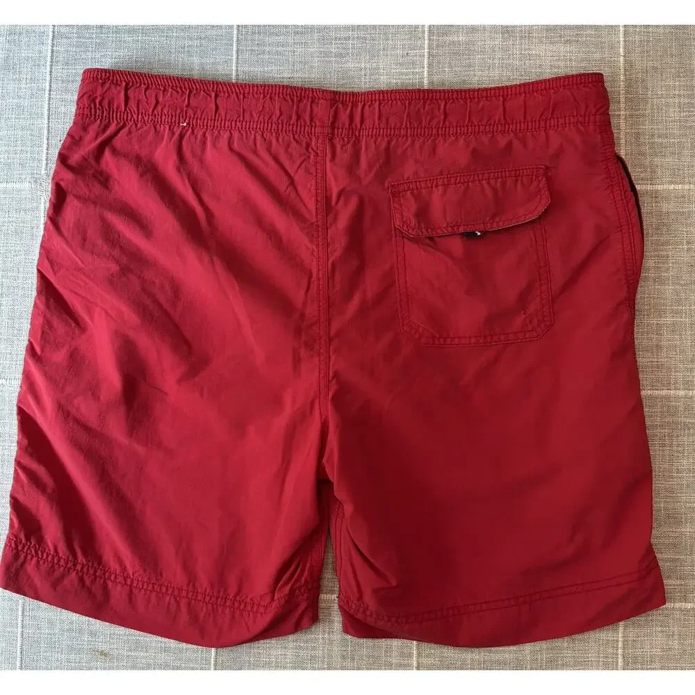 Tommy Hilfiger Swim Trunks Mens M Red Mesh Lined Drawstring Preppy Streetwear‎